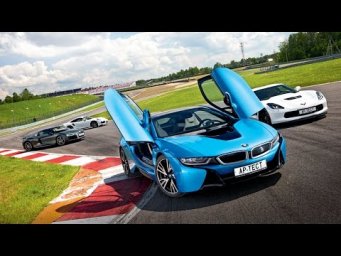 BMW i8, Chevrolet Corvette Z06, Audi R8 V 10 Plus и Porsche 911 Turbo S