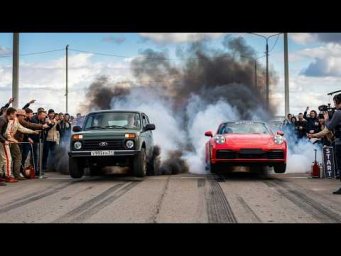 Прыгающая НИВА наказывает МАЖОРОВ! ТУРБО НИВА 500 сил vs PORSCHE 911